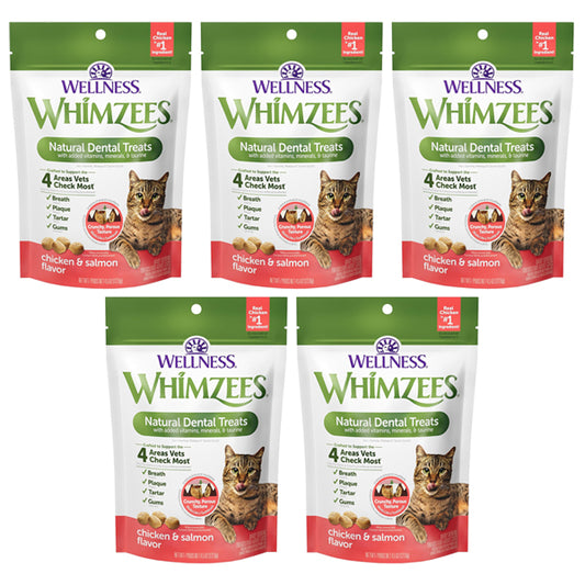 5 Pack - WHIMZEES Wellness Cat Dental Treats, Chicken and Salmon Flavor 4.5oz