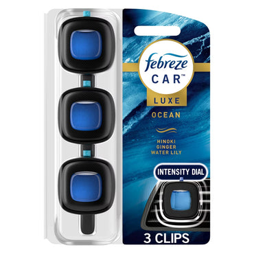 5 Pack - Febreze Car Air Freshener Vent Clip Ocean Scent 3 Count Each Febreze