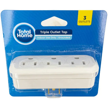 5 Pack - Total Home Wall Block Triple Outlet Tap for Indoor Use - White Total Home