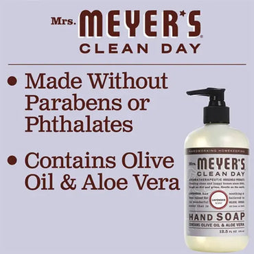 6 Pack - MRS. MEYER'S CLEAN DAY Hand Soap Lavender Scent 12.5oz Mrs. Meyers