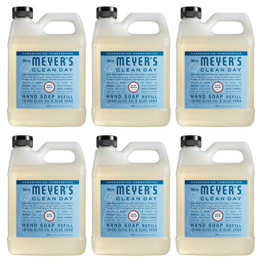 6 Pack - Mrs. Meyers Clean Day Liquid Hand Soap Refill Rainwater 33oz