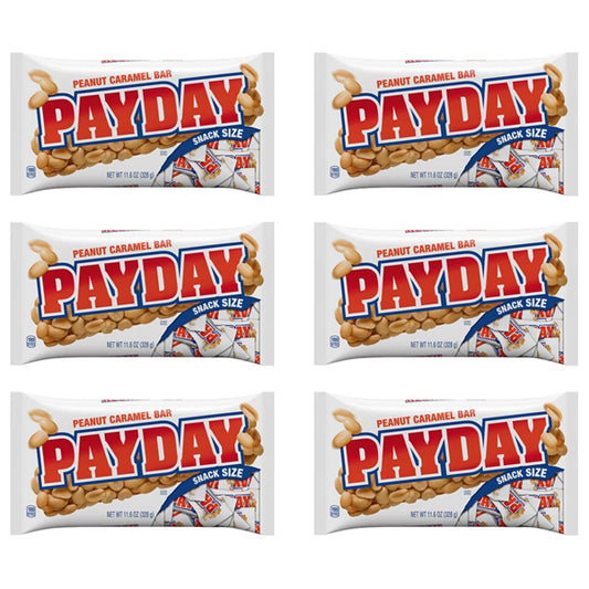 6 Pack - Payday Peanut Caramel Snack Size Candy Bars 11.6oz