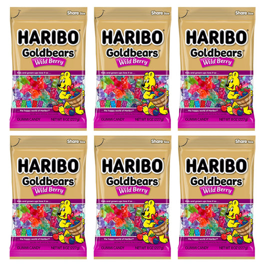 6 Pack - Haribo Wildberry Goldbears Gummy Candy 8oz Bags
