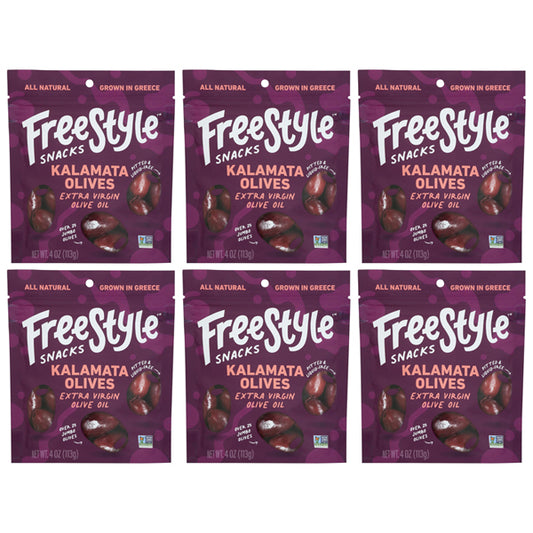 6 Pack - Freestyle Snacks Olives Kalamata Extra Virgin Olive Oil 4oz