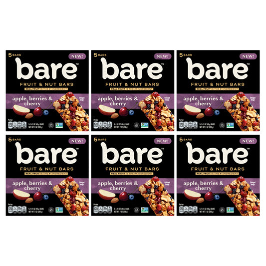 6 Pack - Bare Fruit & Nut Bars, Apple, Berries & Cherry 5 Count Each