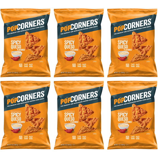 6 Pack - PopCorners Never Fried Spicy Queso Flavored Corn Chips 7oz