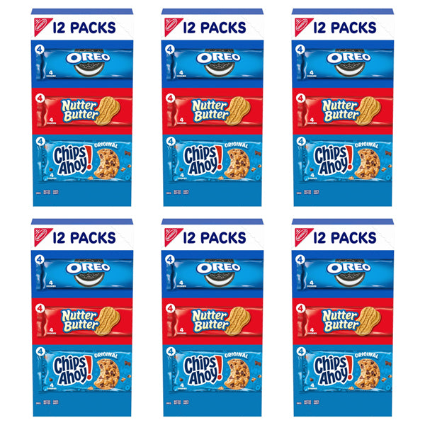 6 Pack - Nabisco Cookie Variety Pack OREO Nutter Butter Chips Ahoy 12 Snack Packs Each