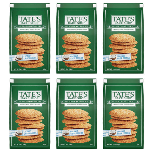 6 Pack - Tate's Bake Shop Coconut Crisp Cookies 7oz