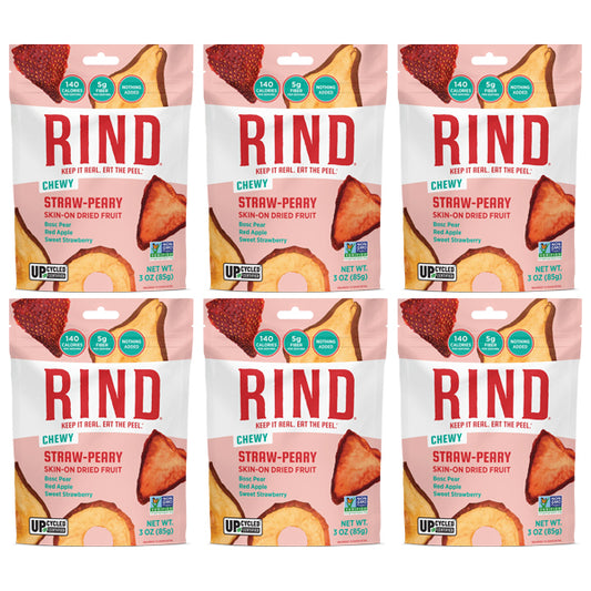 6 Pack - RIND Snacks Straw-Peary Blend Sun-Dried Skin On Superfruit Snack 3oz RIND