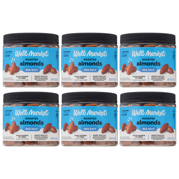 6 Pack - Well Market Almonds Roasted with Sea Salt 8oz