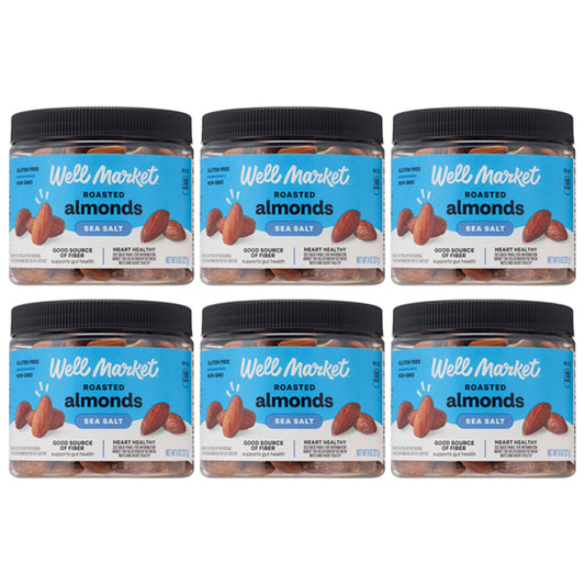 6 Pack - Well Market Almonds Roasted with Sea Salt 8oz