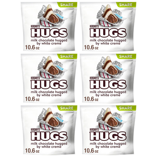 6 Pack - Hershey's Hugs Milk Chocolate and White Cream Candy 10.6oz