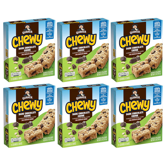6 Pack - Quaker Chewy Granola Bars Dark Chocolate Chunk 8 Count Each
