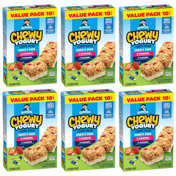 6 Pack - Quaker Chewy Yogurt Bars Blueberry & Strawberry Variety Pack 10ct Each