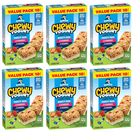 6 Pack - Quaker Chewy Yogurt Bars Blueberry & Strawberry Variety Pack 10ct Each