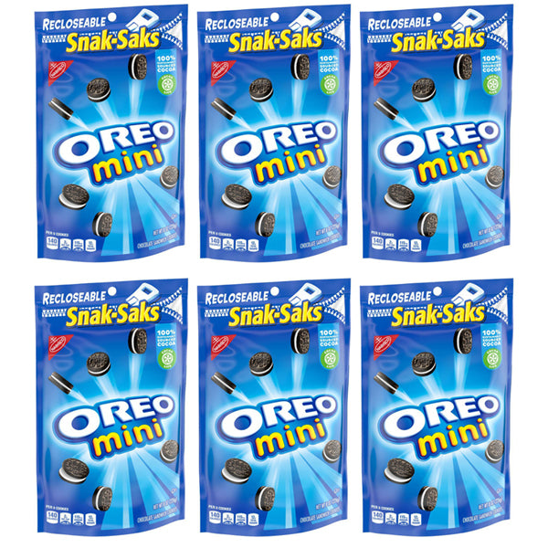 6 Pack - Oreo Mini Chocolate Sandwich Cookies Recloseable Snack Saks 8oz