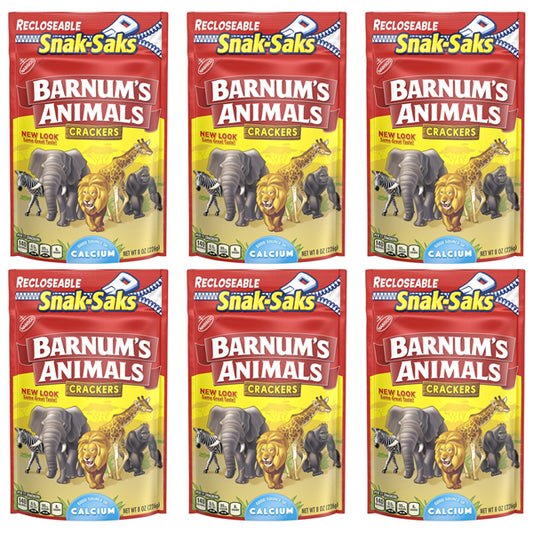 6 Pack - Barnum's Animal Crackers Snak-Saks 8oz