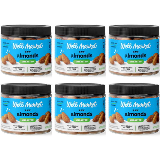 6 Pack - Well Market Almonds Raw Natural Unsalted 8oz