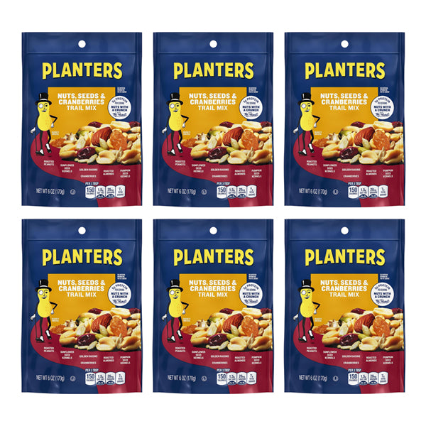 6 Pack - Planters Nuts Seeds & Cranberries Trail Mix 6oz Bags