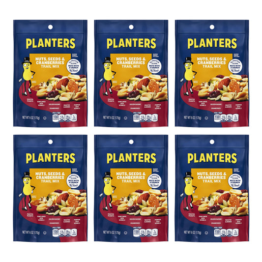 6 Pack - Planters Nuts Seeds & Cranberries Trail Mix 6oz Bags