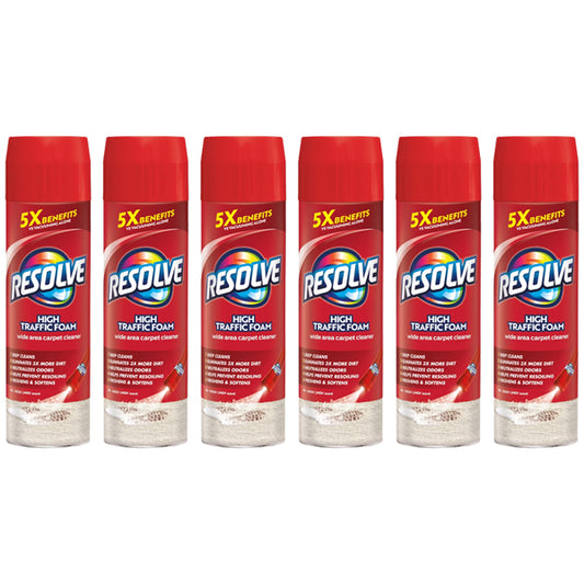 6 Pack - Resolve High Traffic Area Carpet Foam Unscented 22oz Resolve