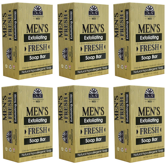 6 Pack - OKAY Pure Naturals Men's Exfoliating Fresh Soap Bar 9oz