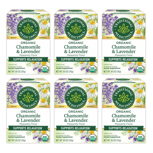 6 Pack - Traditional Medicinals Organic Chamomile with Lavender Herbal Tea 16ct Each
