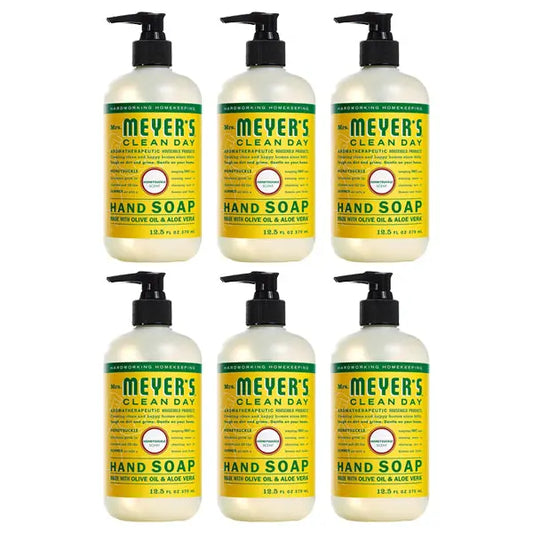 6 Pack - MRS. MEYER'S CLEAN DAY Hand Soap Honeysuckle Scent 12.5oz Mrs. Meyers