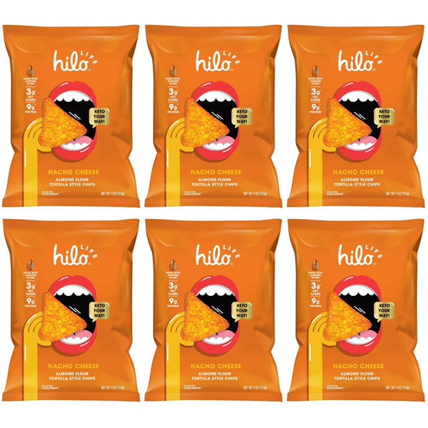 6 Pack - Hilo Life Low Carb Keto Friendly Tortilla Style Chips Nacho Cheese 4 oz