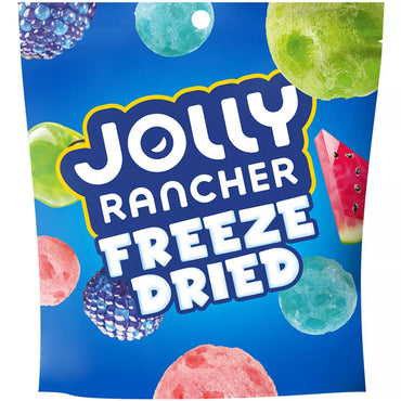 A 6 Pack of Jolly Rancher Freeze Dried Original Fruit Flavored Candy (2oz bags) offers crunchy, fruity treats for a fun and airy snack.