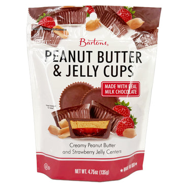 6 Pack - Bartons Peanut Butter & Jelly Cups Strawberry 4.75oz