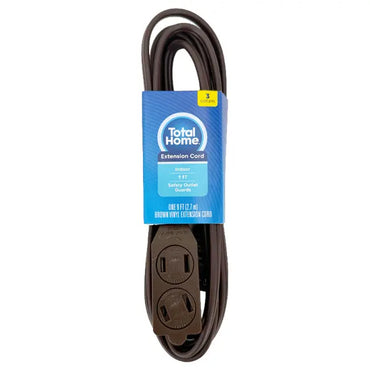6 Pack - Total Home 3 Outlet Extension Cord 9ft Brown Vinyl Total Home