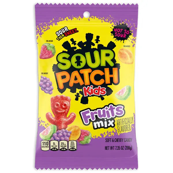 6 Pack - Sour Patch Kids Fruits Mix Soft & Chewy Candy 7.35oz Sour Patch Kids