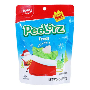 6 Pack - Amos Peelerz Christmas Tree Apple Flavored Gummy Candy 6oz Amos