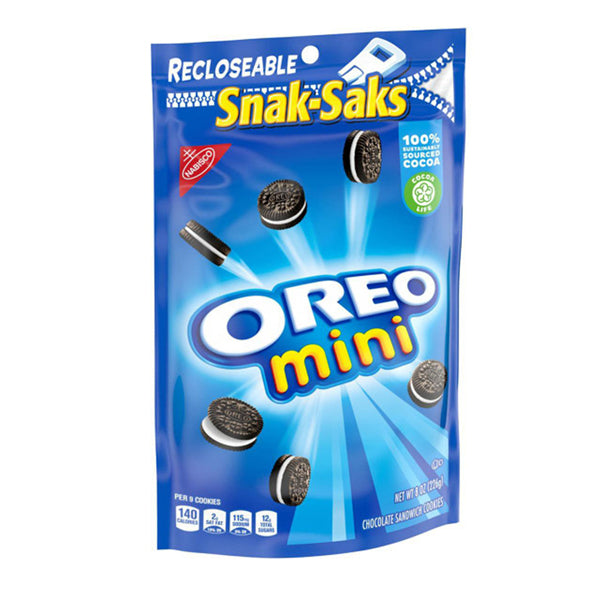 6 Pack - Oreo Mini Chocolate Sandwich Cookies Recloseable Snack Saks 8oz