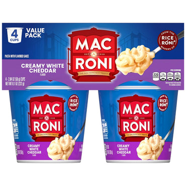 6 Pack - Mac A Roni Quick Cook Creamy White Cheddar Cups 2.04oz 4 Count Each