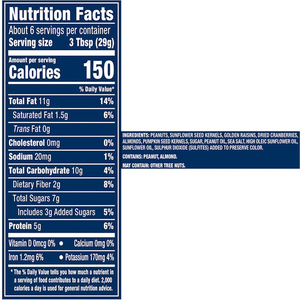 6 Pack - Planters Nuts Seeds & Cranberries Trail Mix 6oz Bags