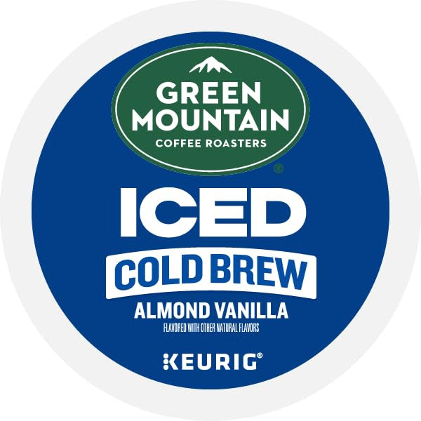 Green Mountain Coffee Roasters Almond Vanilla Cold Brew K-Cup Pods, 6 pack (10 pods each), crafted for Keurig machines.