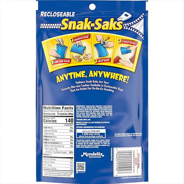 6 Pack - Oreo Mini Chocolate Sandwich Cookies Recloseable Snack Saks 8oz