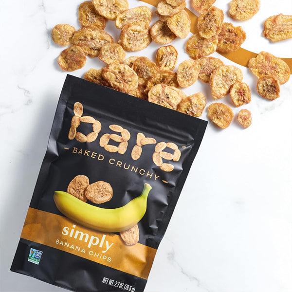 6 Pack - Bare Baked Crunchy Banana Chips, Simply Banana 2.7oz