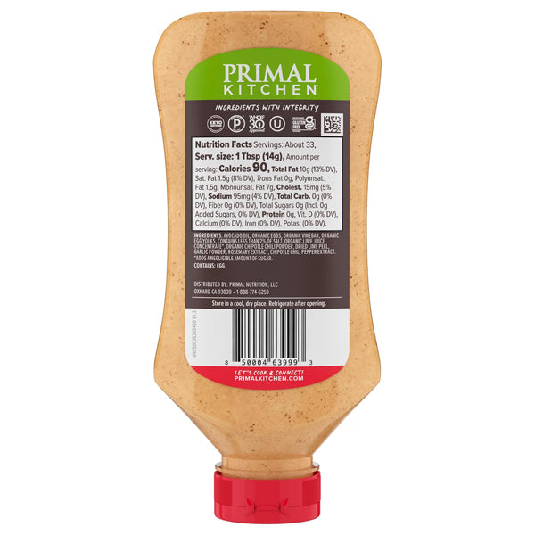 6 Pack - Primal Kitchen Chipotle Lime Mayo made with Avocado Oil 17oz Primal Kitchen