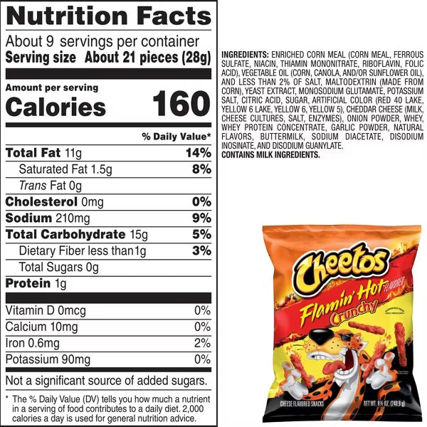 6 Pack - Cheetos Crunchy Flamin' Hot Flavored Cheese Snacks 8.5oz