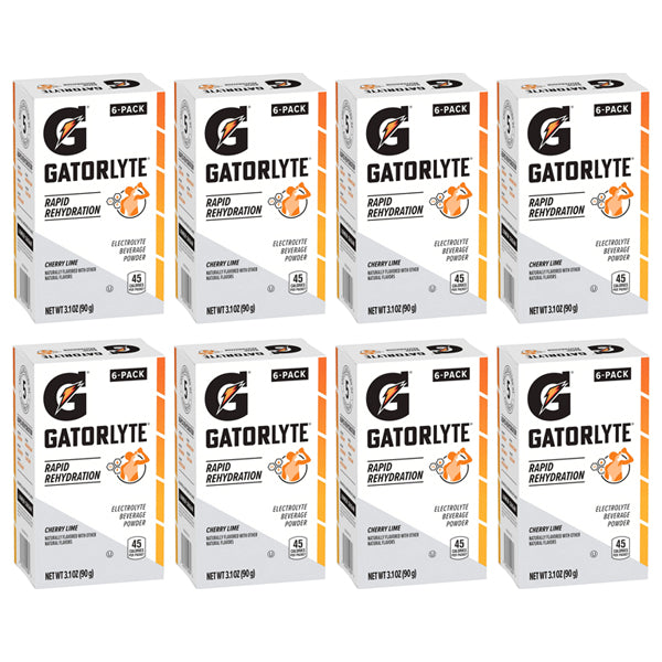 8 Pack - Gatorlyte Electrolyte Drink Mix Powder Cherry Lime 6 Count Each