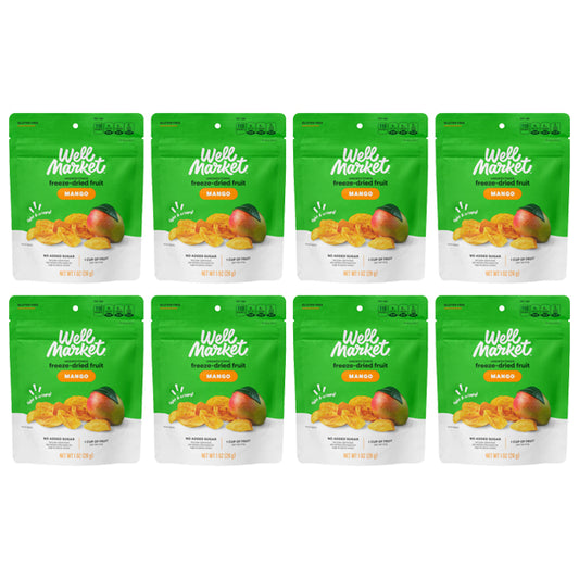 8 Pack - Well Market Unsweetened Freeze-Dried Mangoes 1oz Well Market