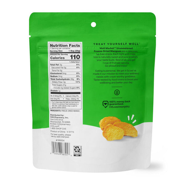 8 Pack - Well Market Unsweetened Freeze-Dried Mangoes 1oz Well Market