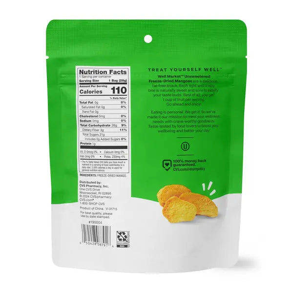 8 Pack - Well Market Unsweetened Freeze-Dried Mangoes 1oz Well Market