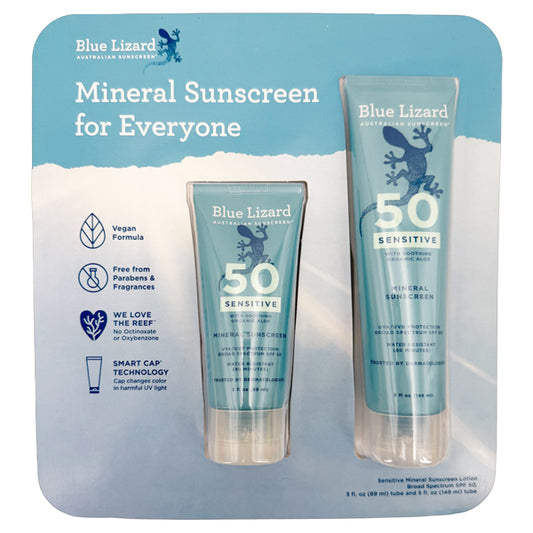 Blue Lizard Mineral Australian Sensitive Sunscreen SPF 50 5 + 3oz 2 Pack Blue Lizard