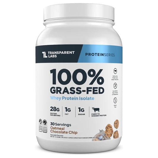 Transparent Labs Grass-Fed Whey Protein Isolate Oatmeal Chocolate Chip Cookie 30 Servings