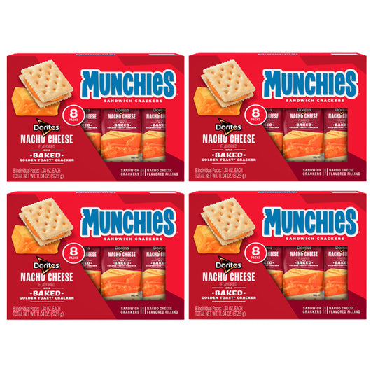 4 Pack - Munchies Doritos Nacho Cheese Sandwich Crackers 8 Count Each