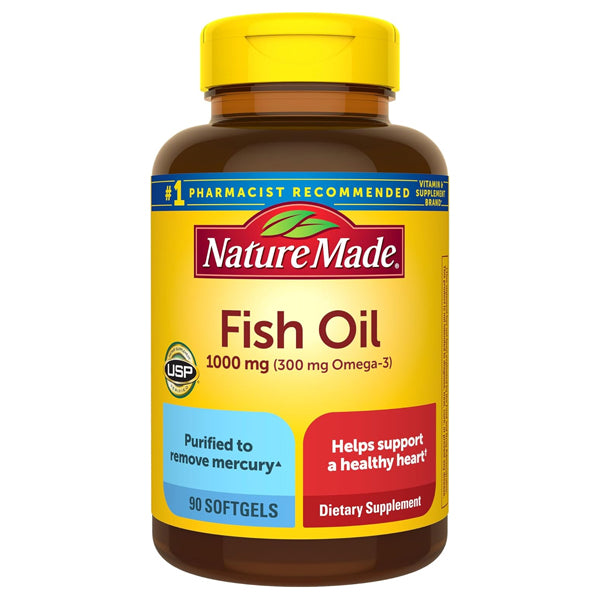 2 Pack - Nature Made Fish Oil 1000 mg Softgels Fish Oil Supplements 90 Count Each